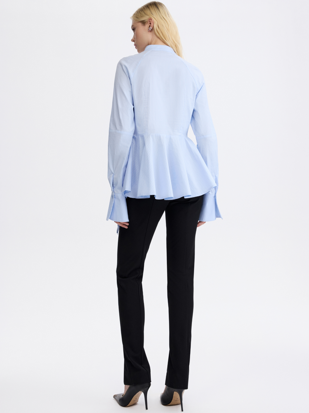 PRAS fringe peplum shirt, back