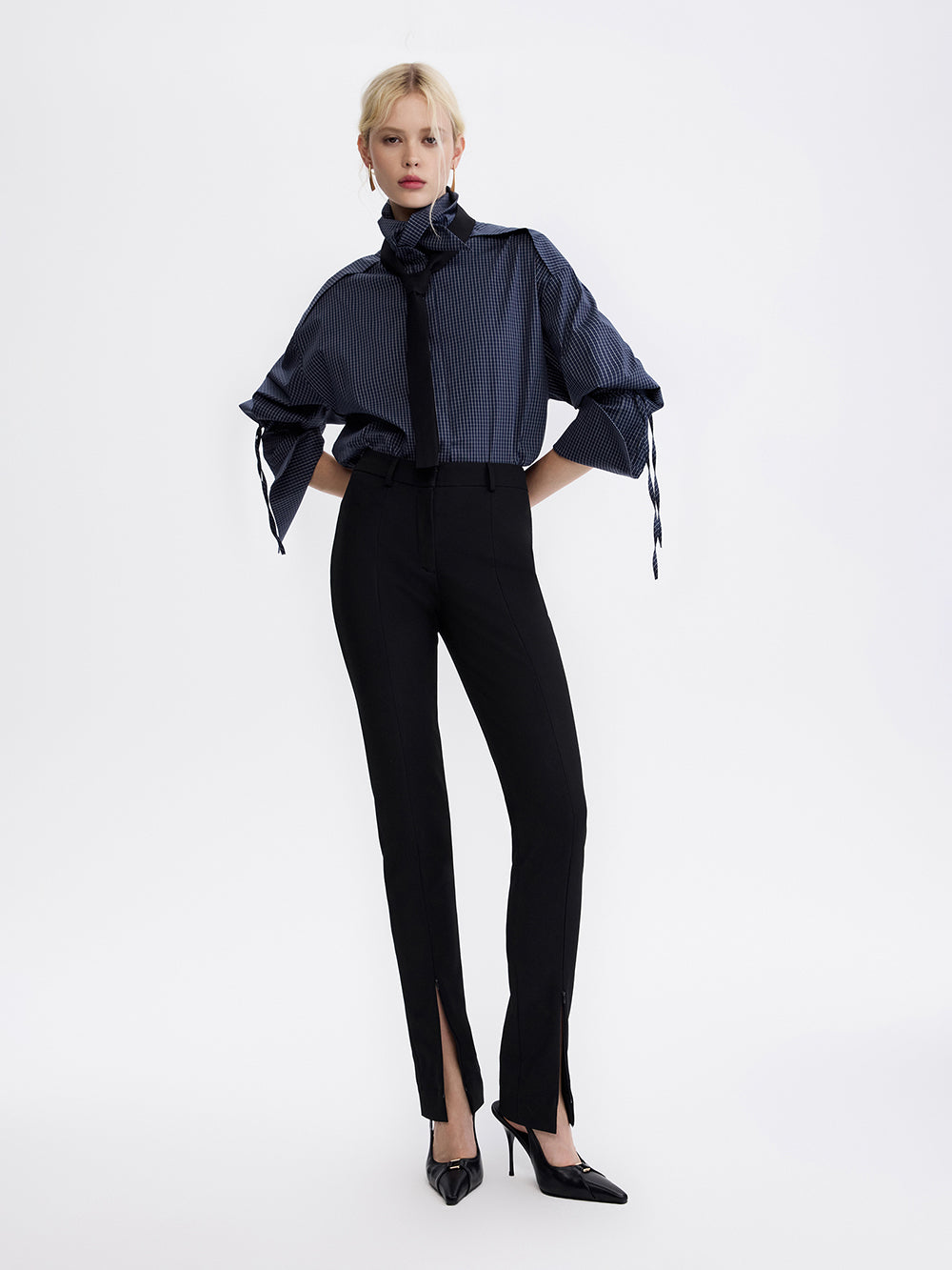 PRAS zip slit trousers, three-quarter