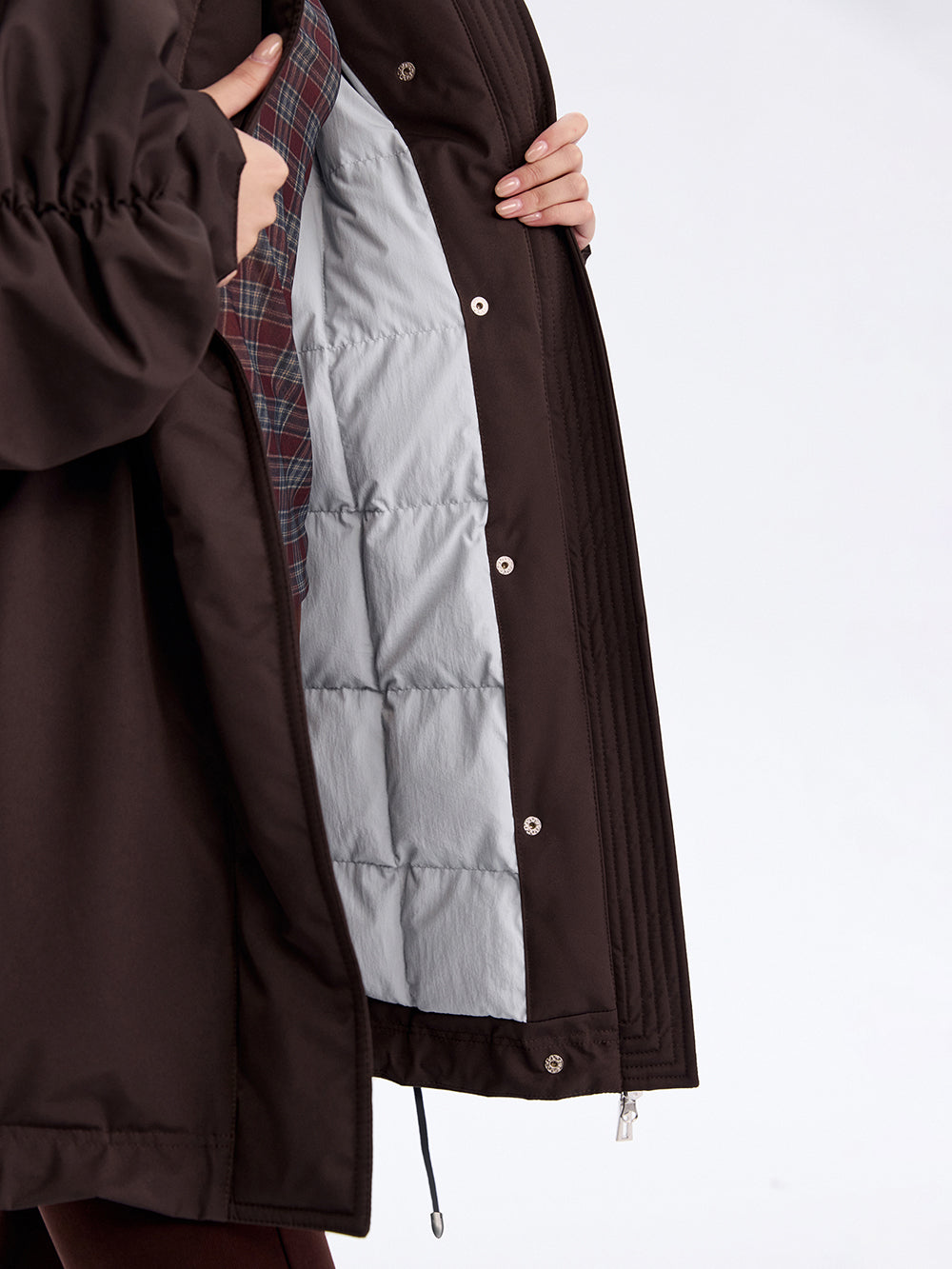 Faux Fox Collar Parka — Brown