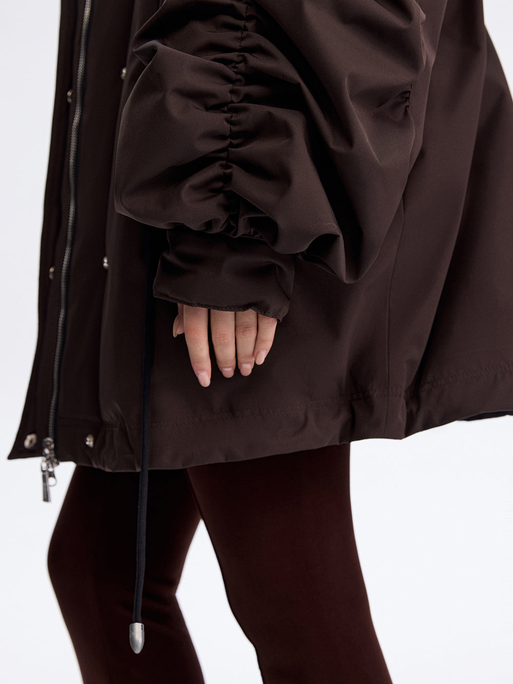 Faux Fox Collar Parka — Brown