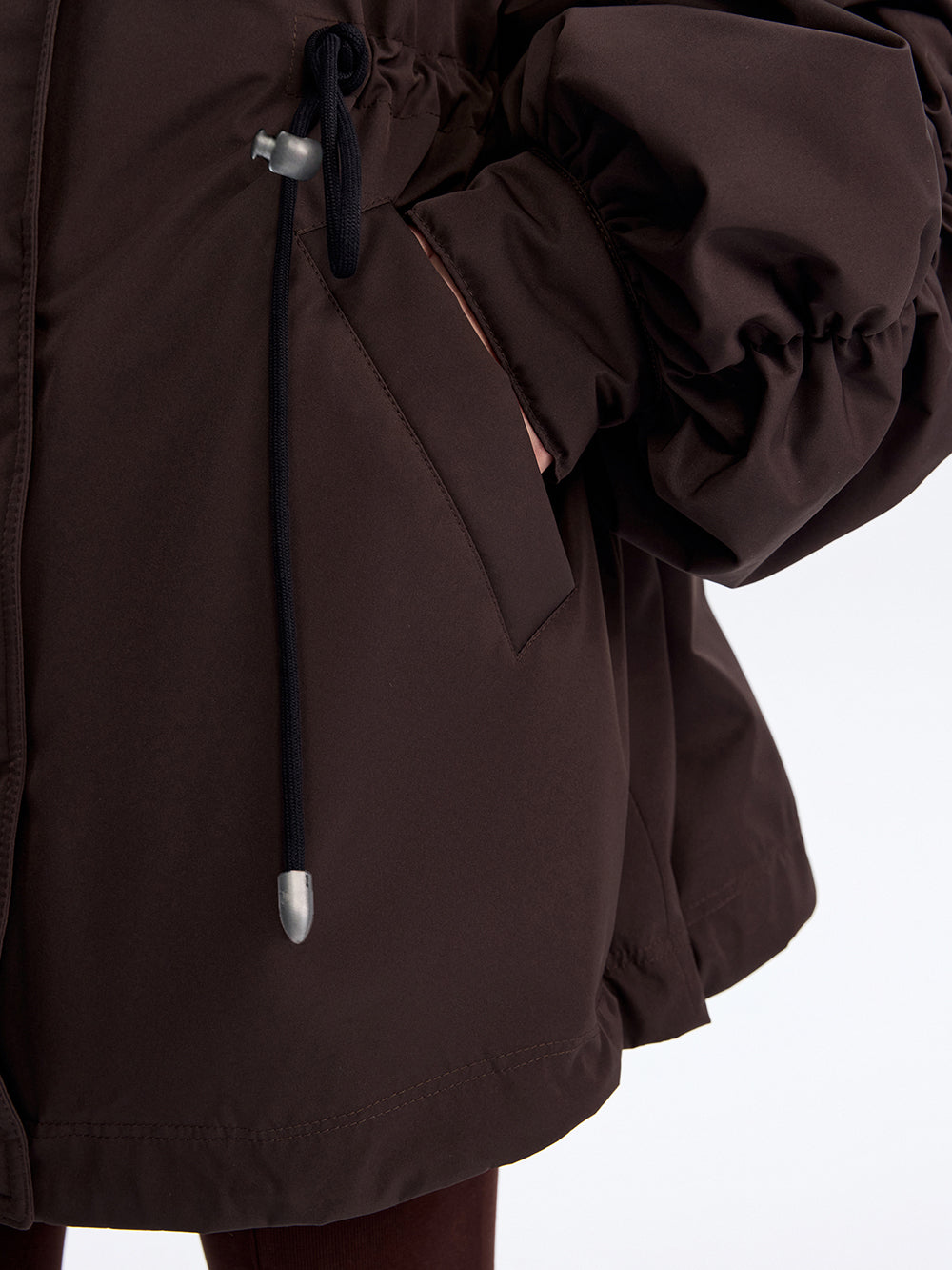 Faux Fox Collar Parka — Brown