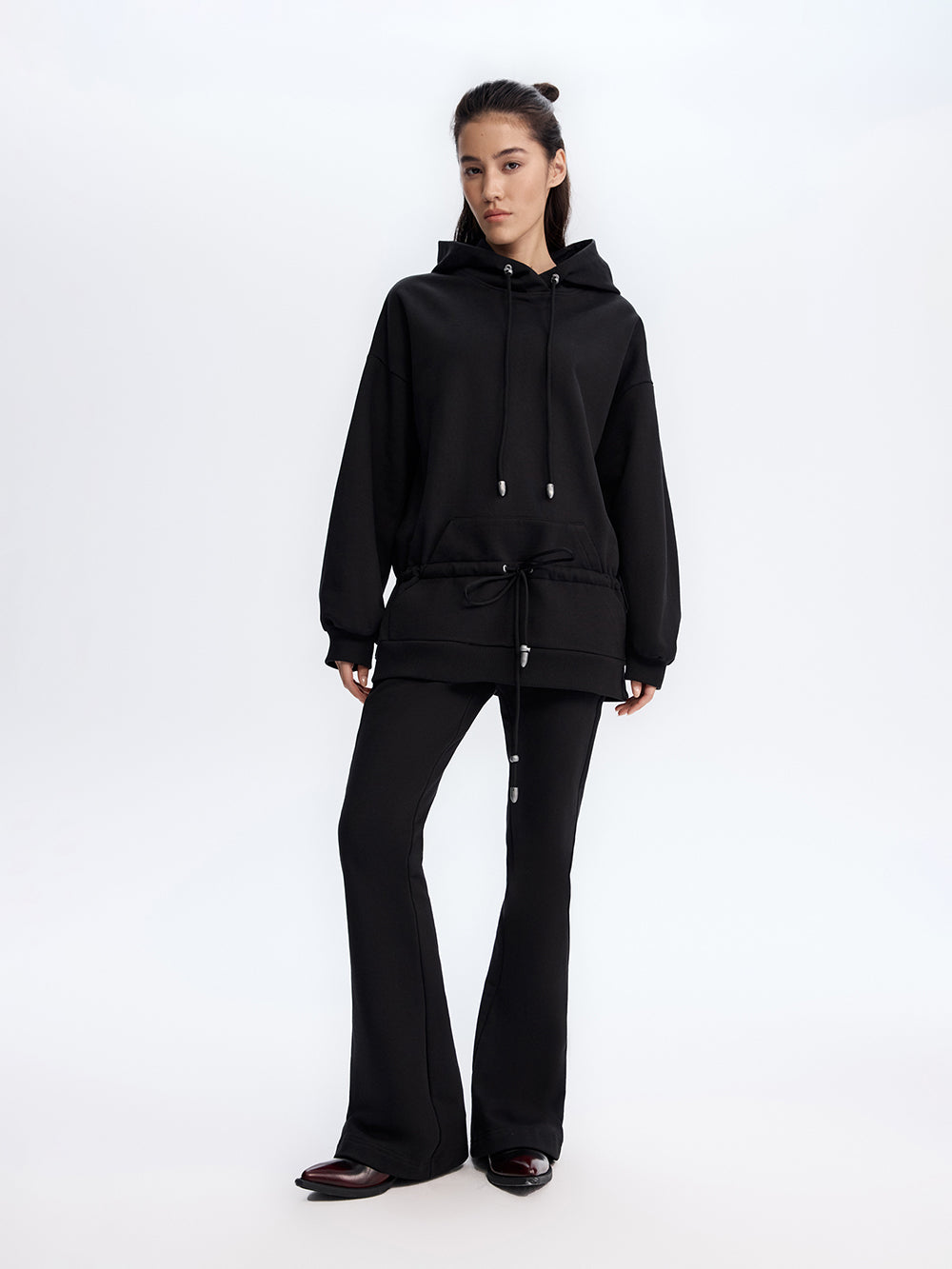 Peplum Hoodie — Black
