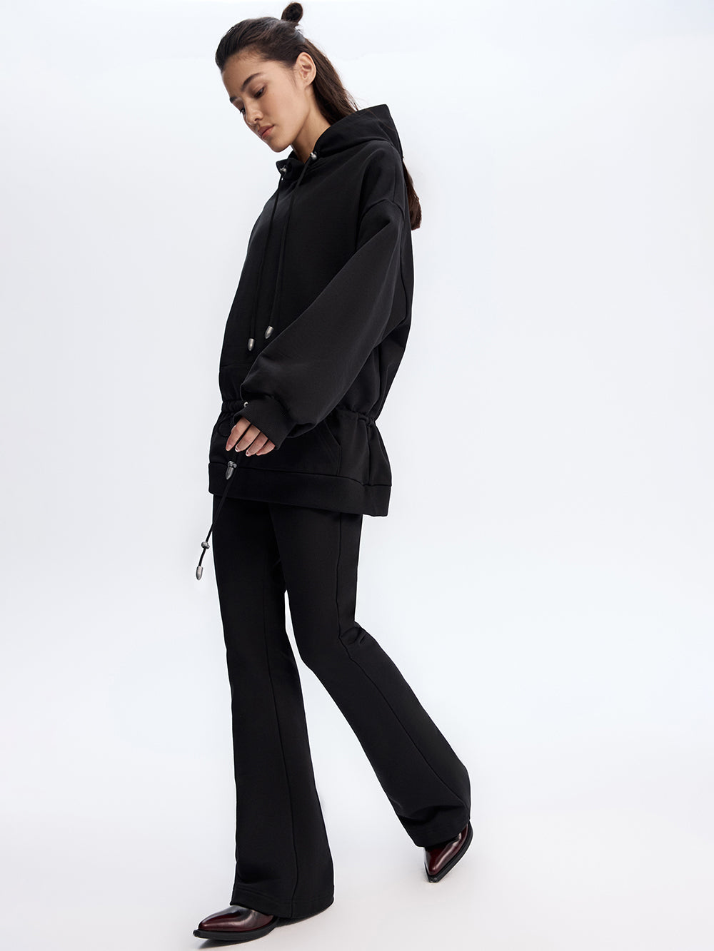 Peplum Hoodie — Black