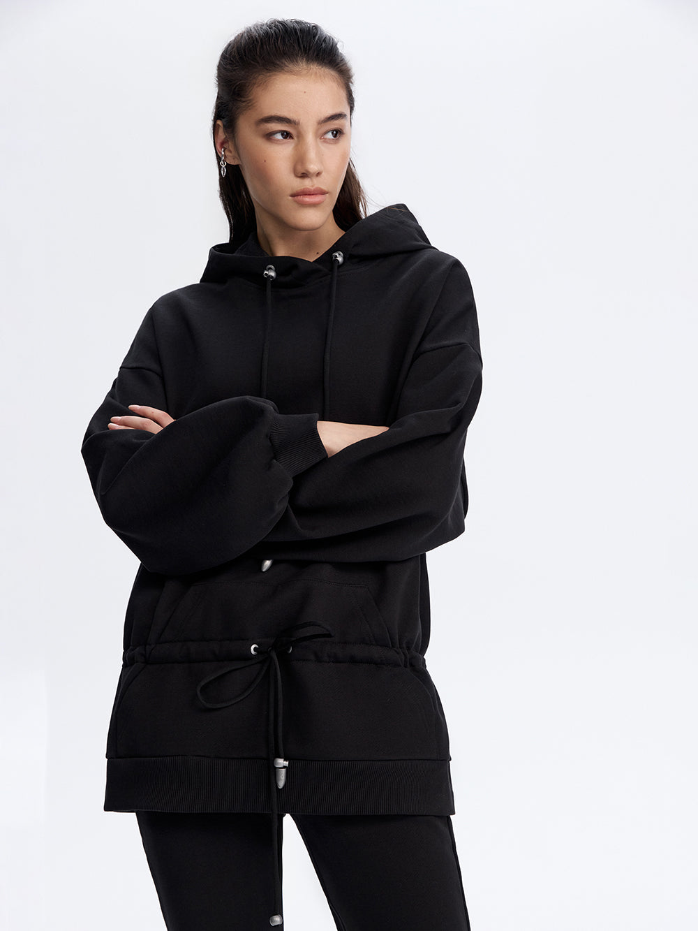 Peplum Hoodie — Black