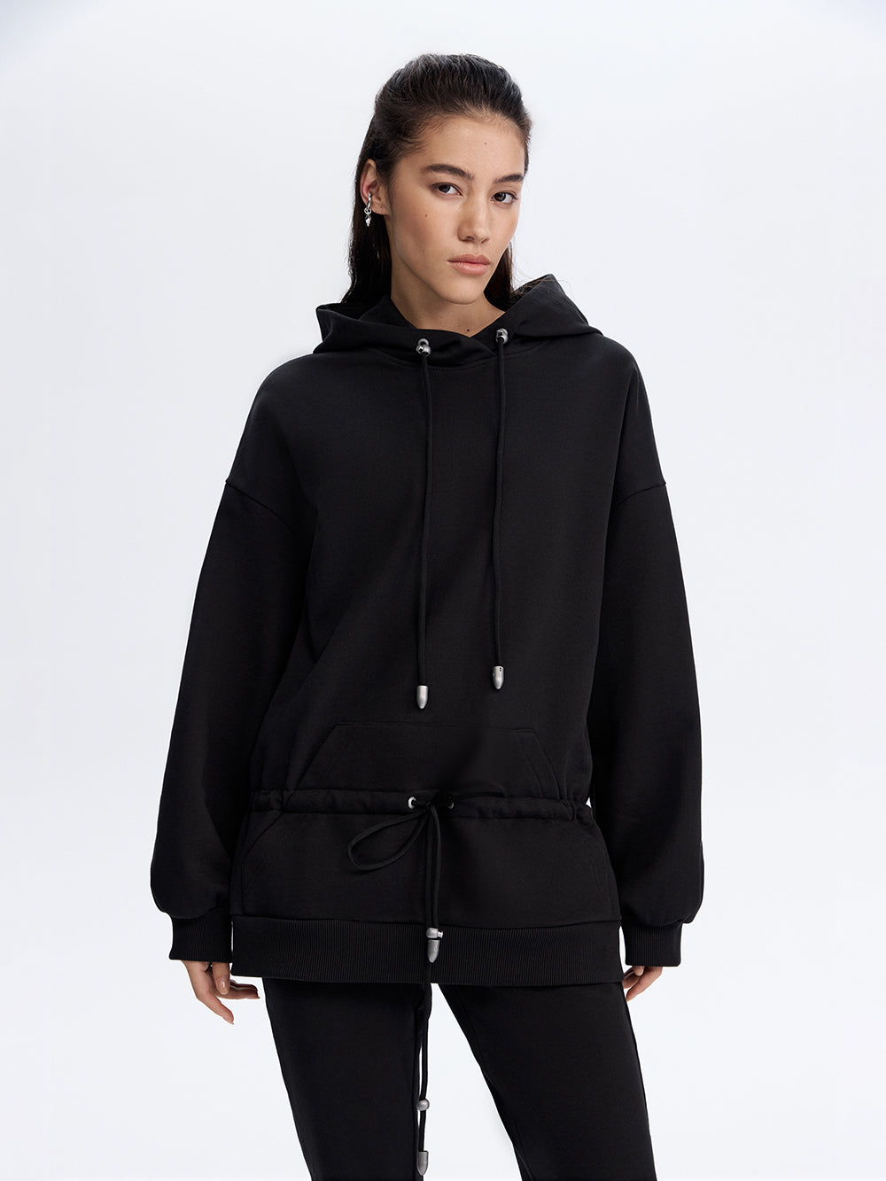 Peplum Hoodie — Black