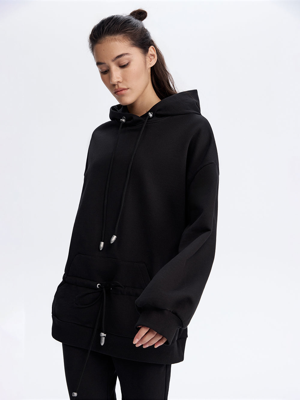 Peplum Hoodie — Black