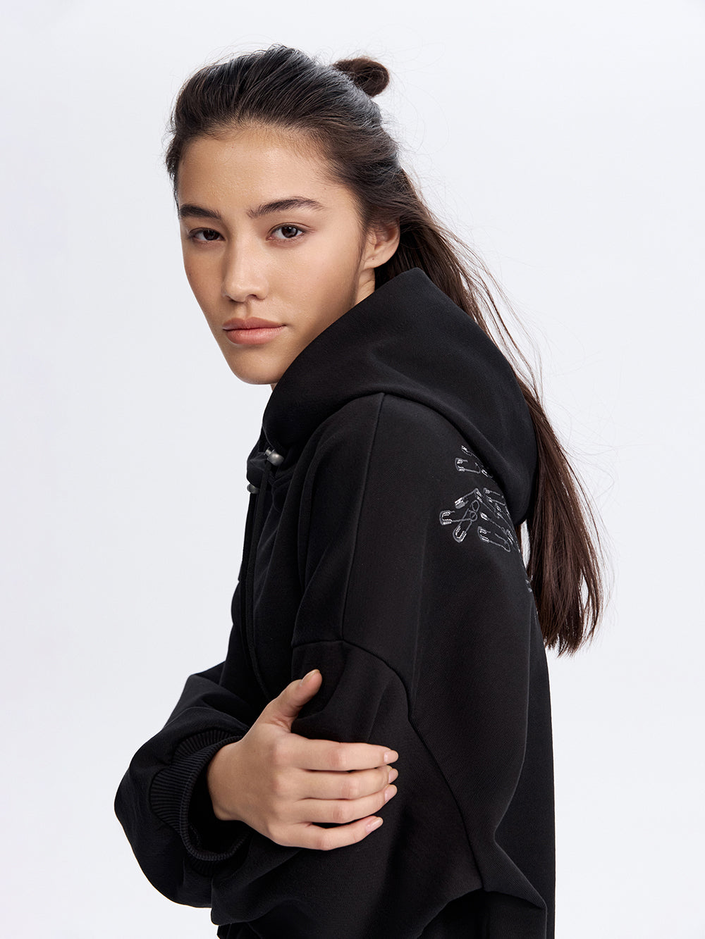 Peplum Hoodie — Black