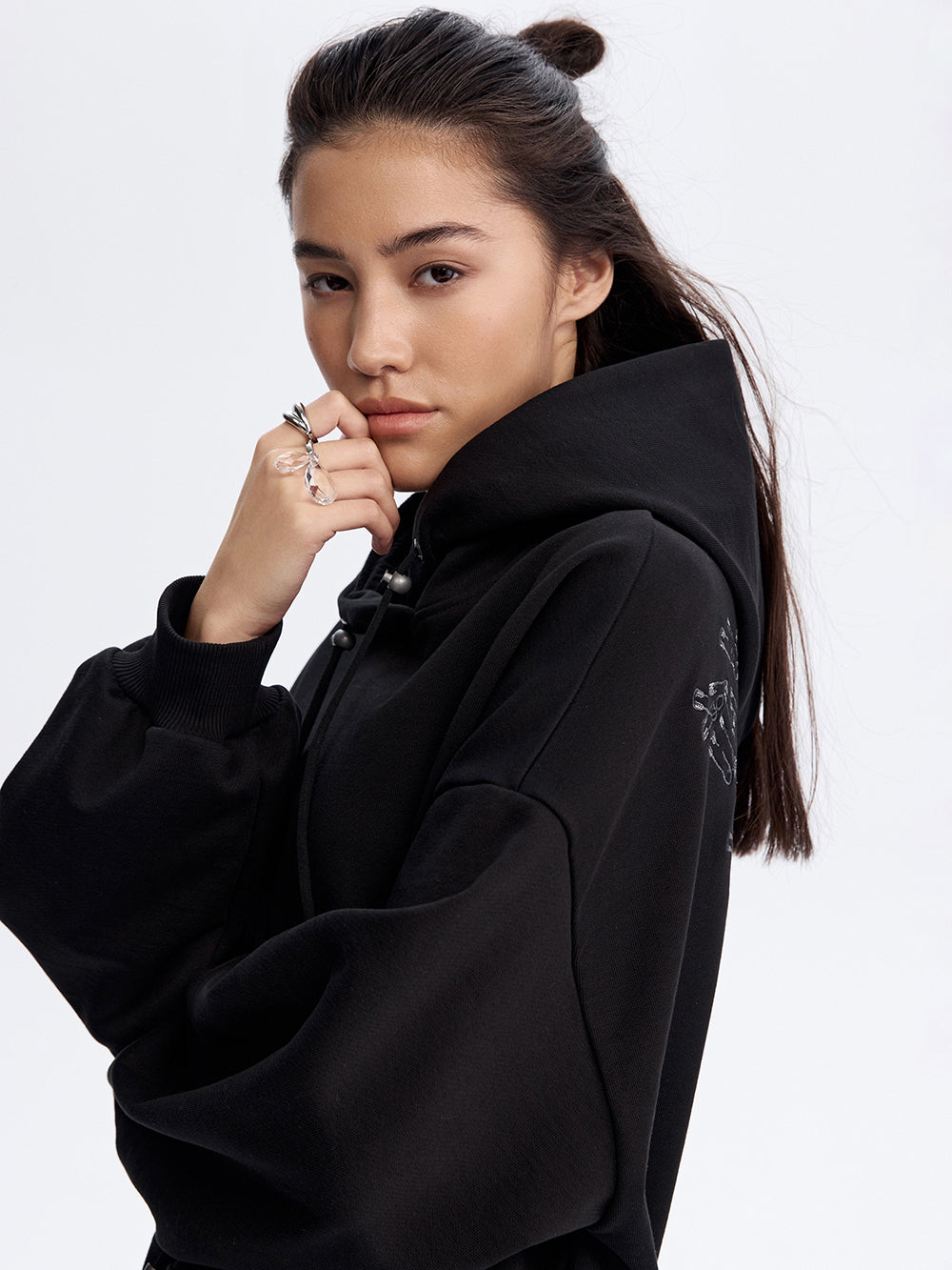 Peplum Hoodie — Black