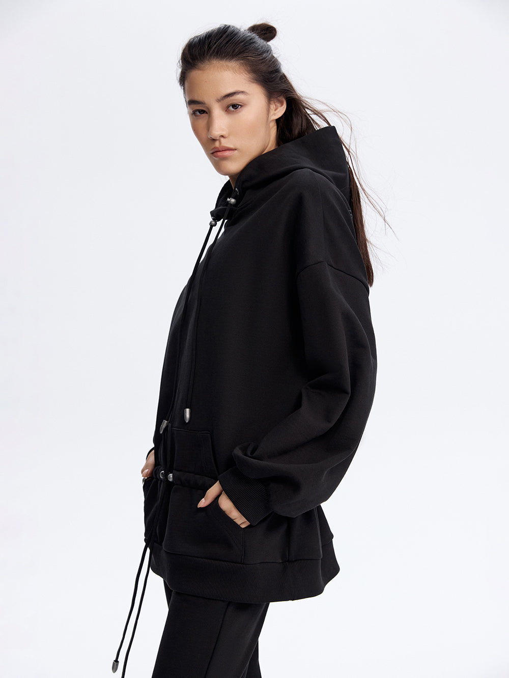 Peplum Hoodie — Black