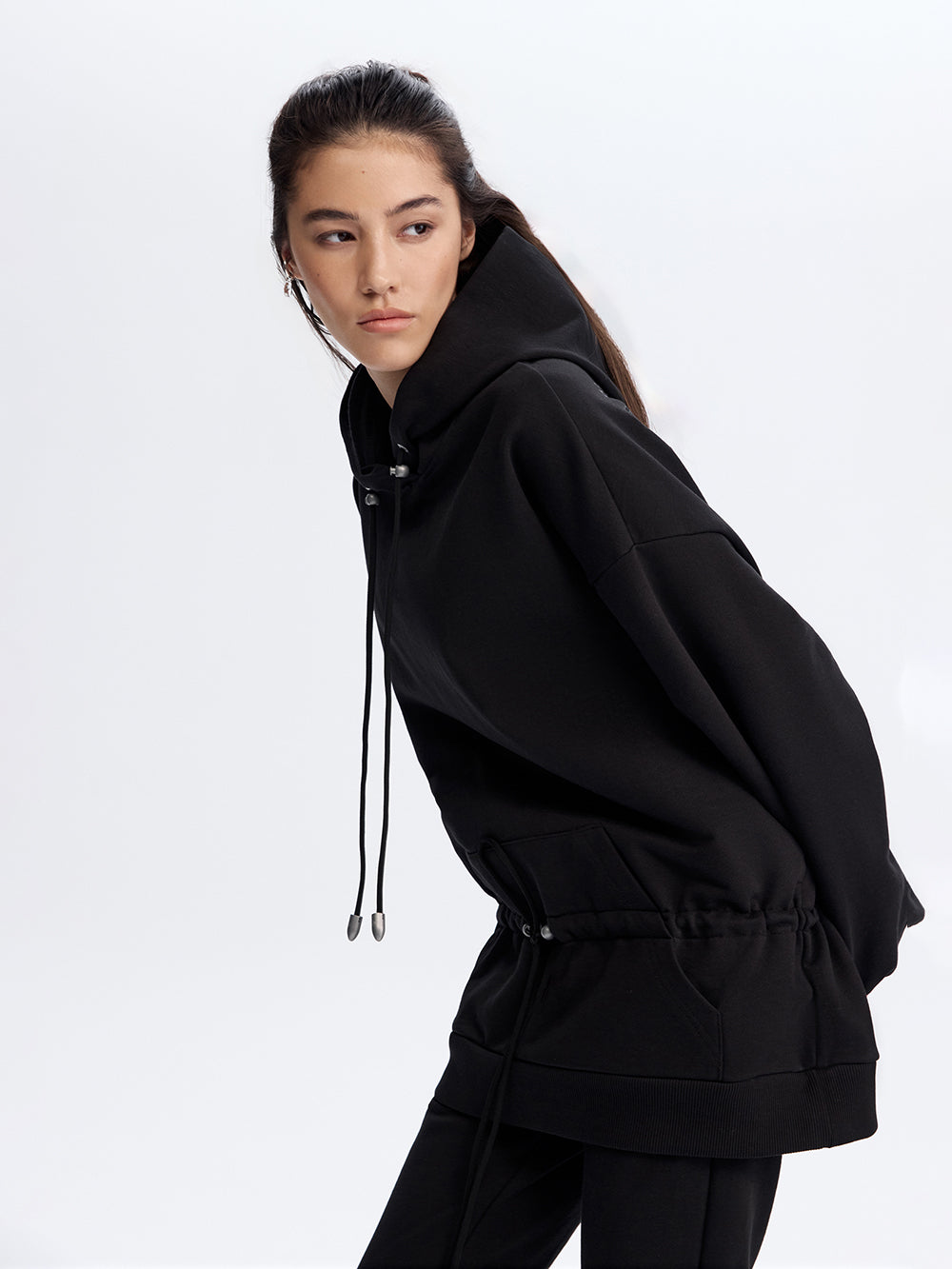 Peplum Hoodie — Black