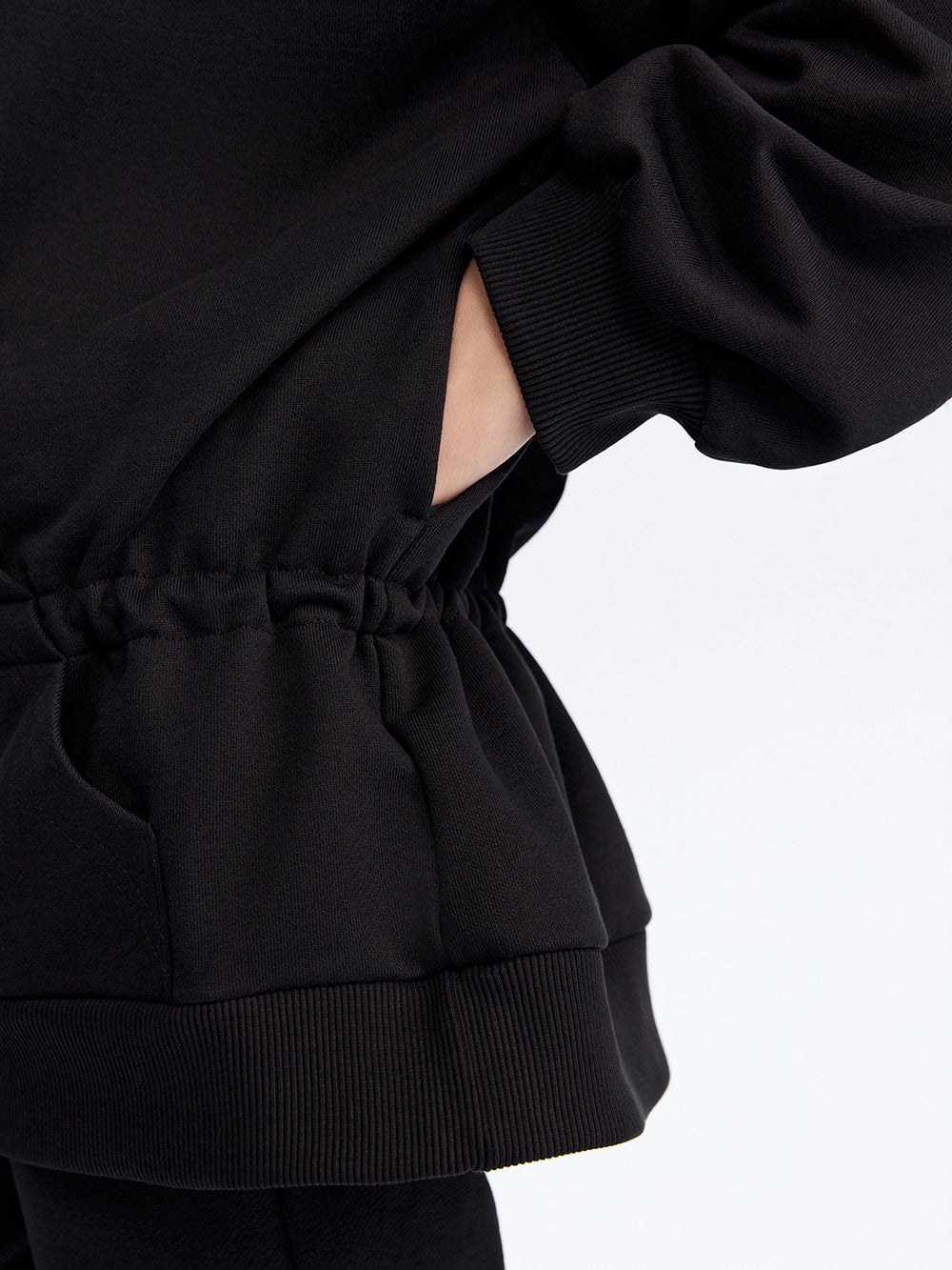 Peplum Hoodie — Black
