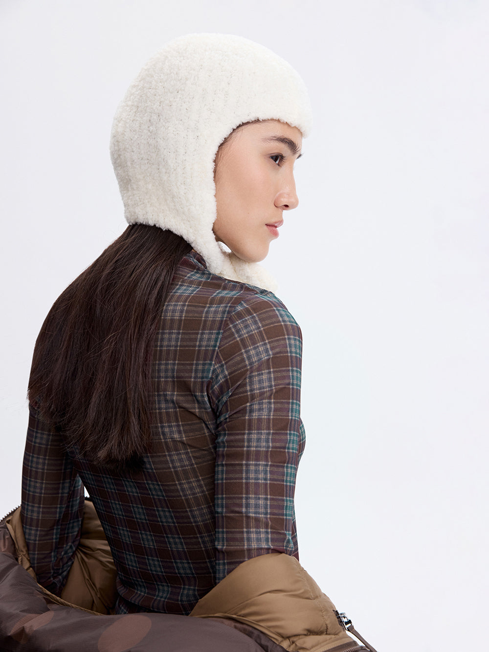 Knit Bonnet with Ties — Milk