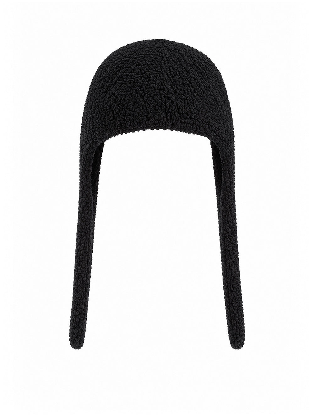Knit Bonnet with Ties — Black