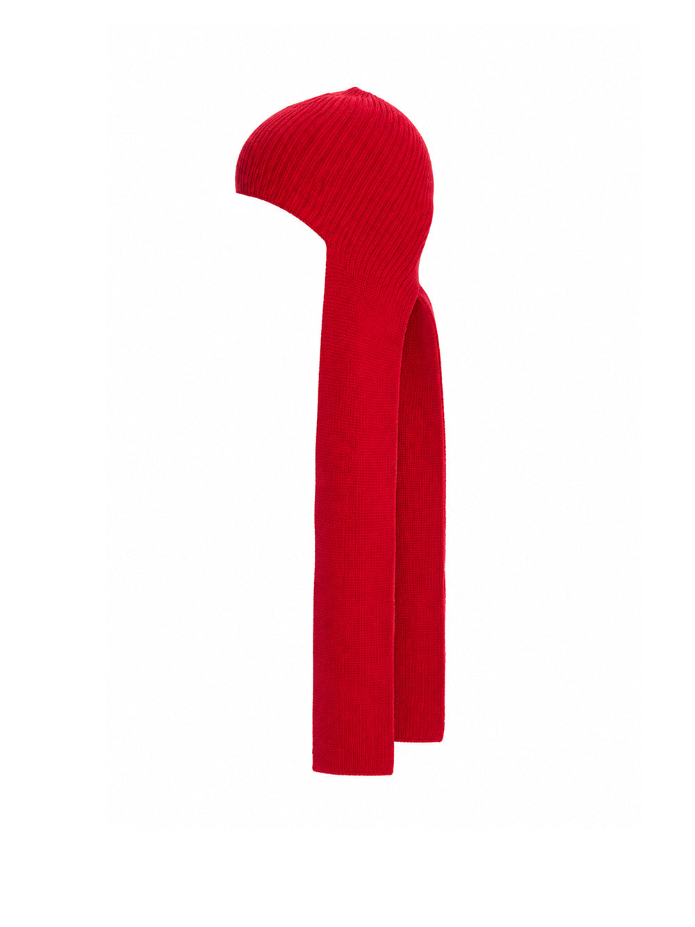 Knit Bonnet with Scarf — Red
