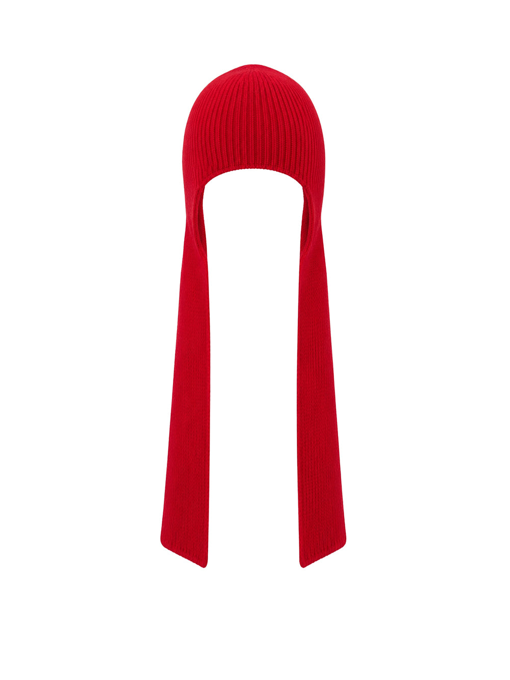 Knit Bonnet with Scarf — Red