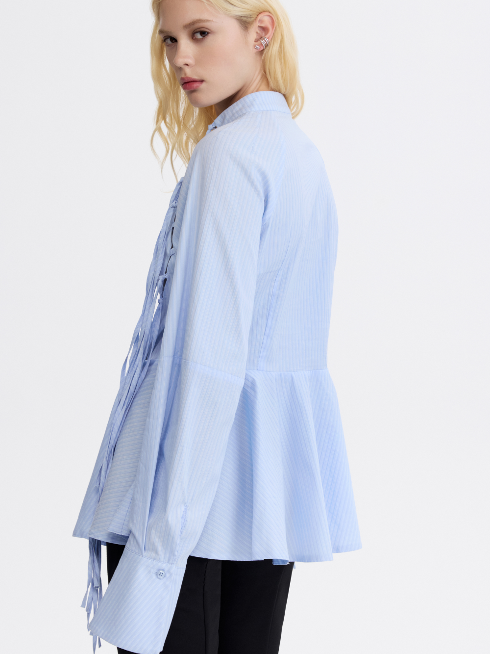 PRAS fringe peplum shirt, side