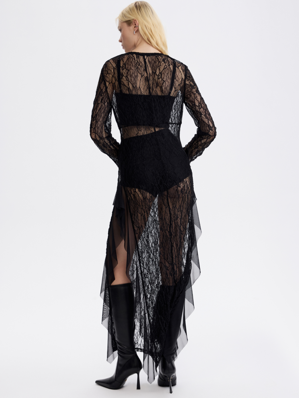 PRAS lace slip dress, back