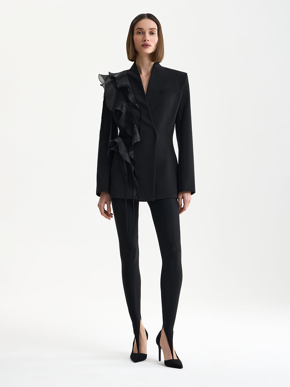 PRAS organza frill jacket, front, full length