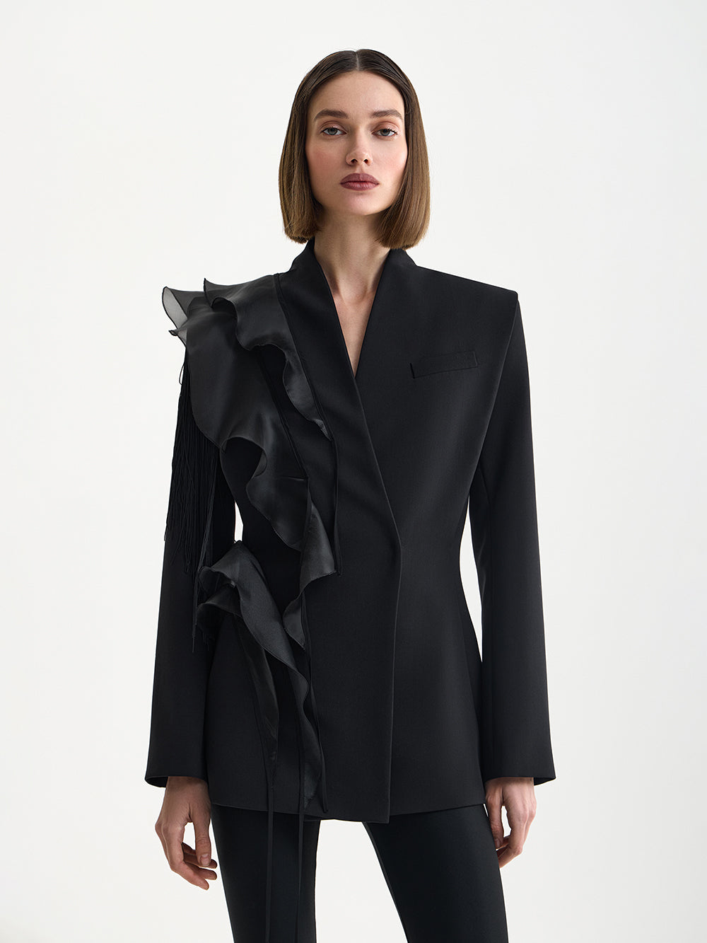 PRAS organza frill jacket, organza frill on the front