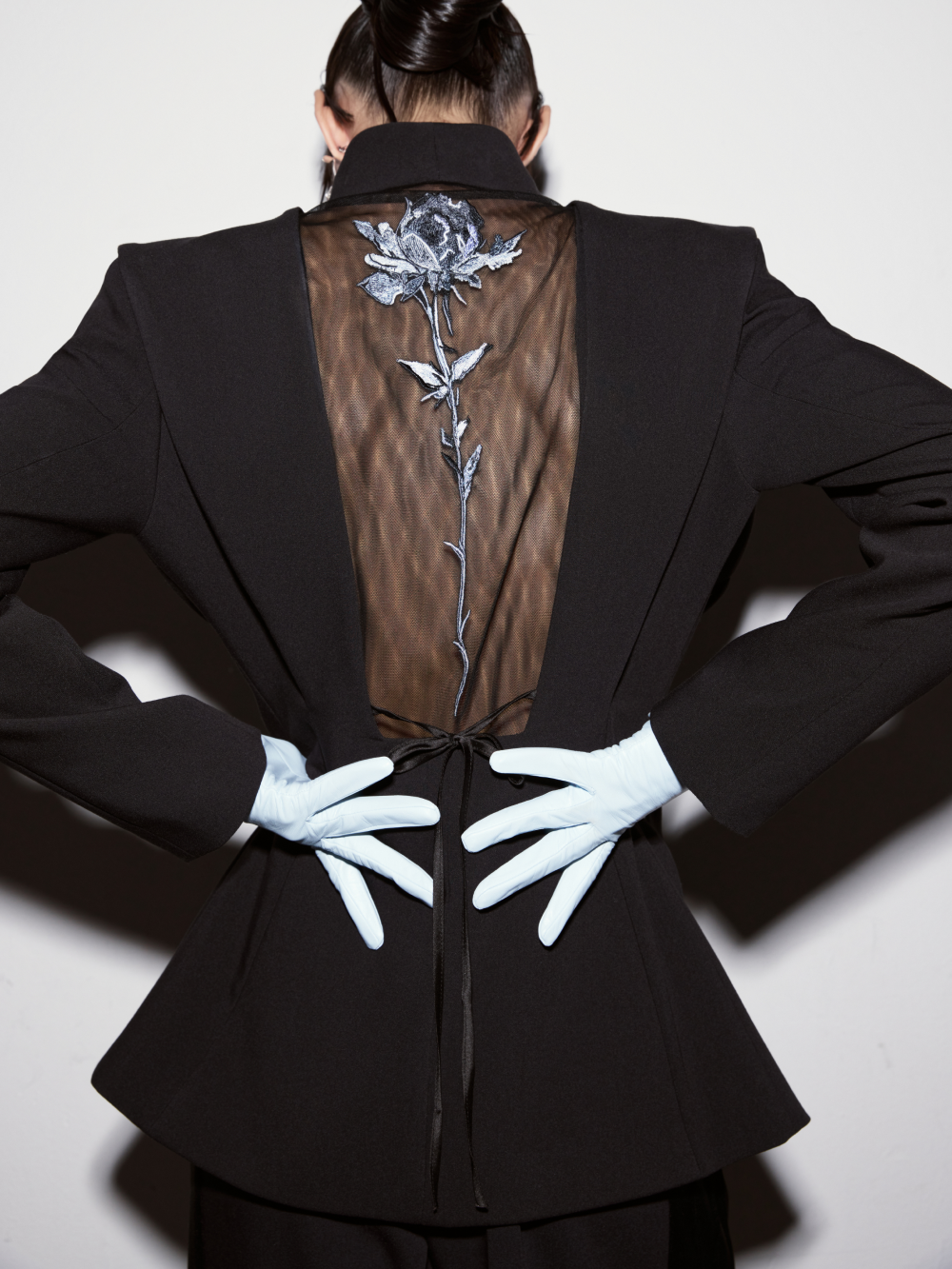 PRAS rose embroidery jacket, embroidered back with gloves