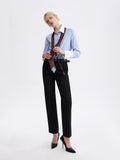 PRAS low-rise slim trousers, styled with a printed tie