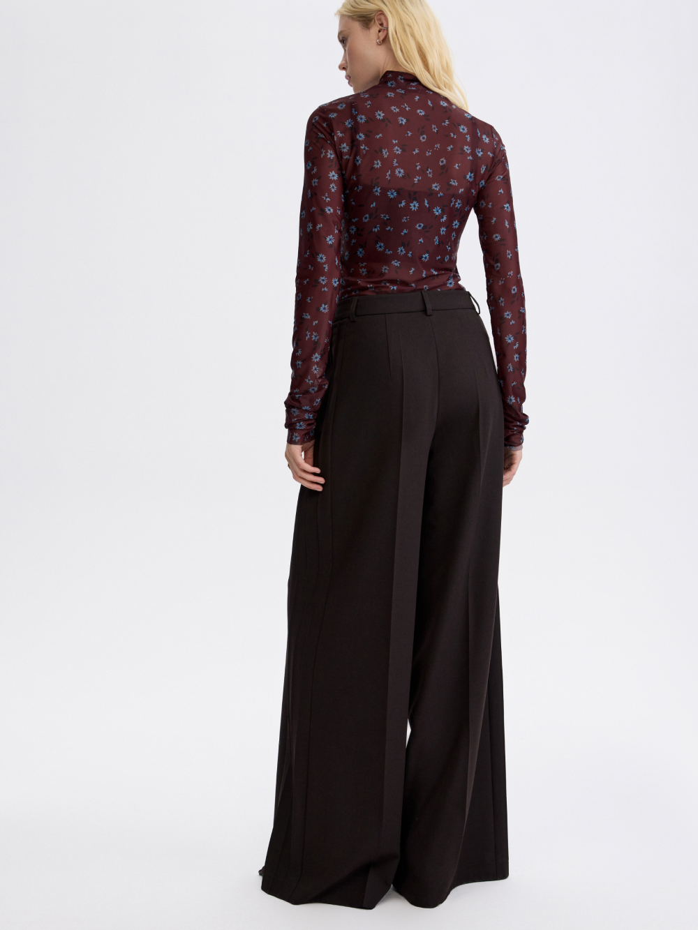 PRAS relief palazzo trousers in brown, back