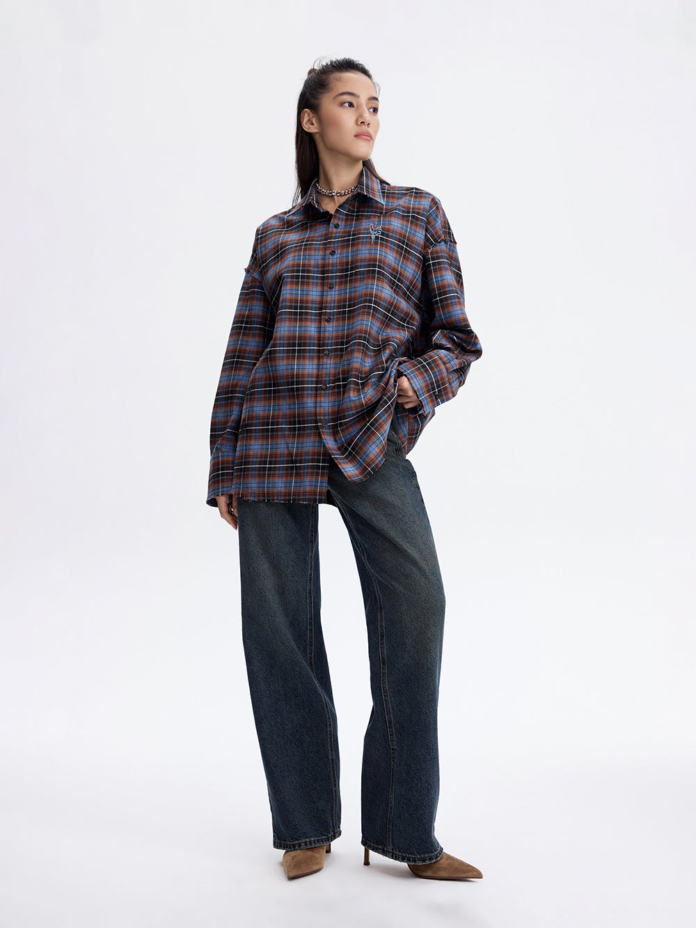 Rooster Embroidered Jeans — Blue