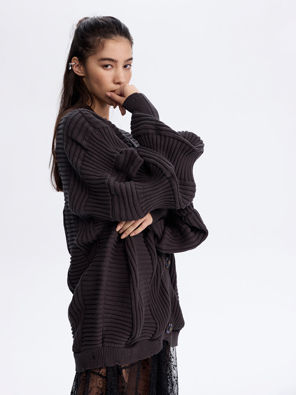 PRAS textured knit cardigan