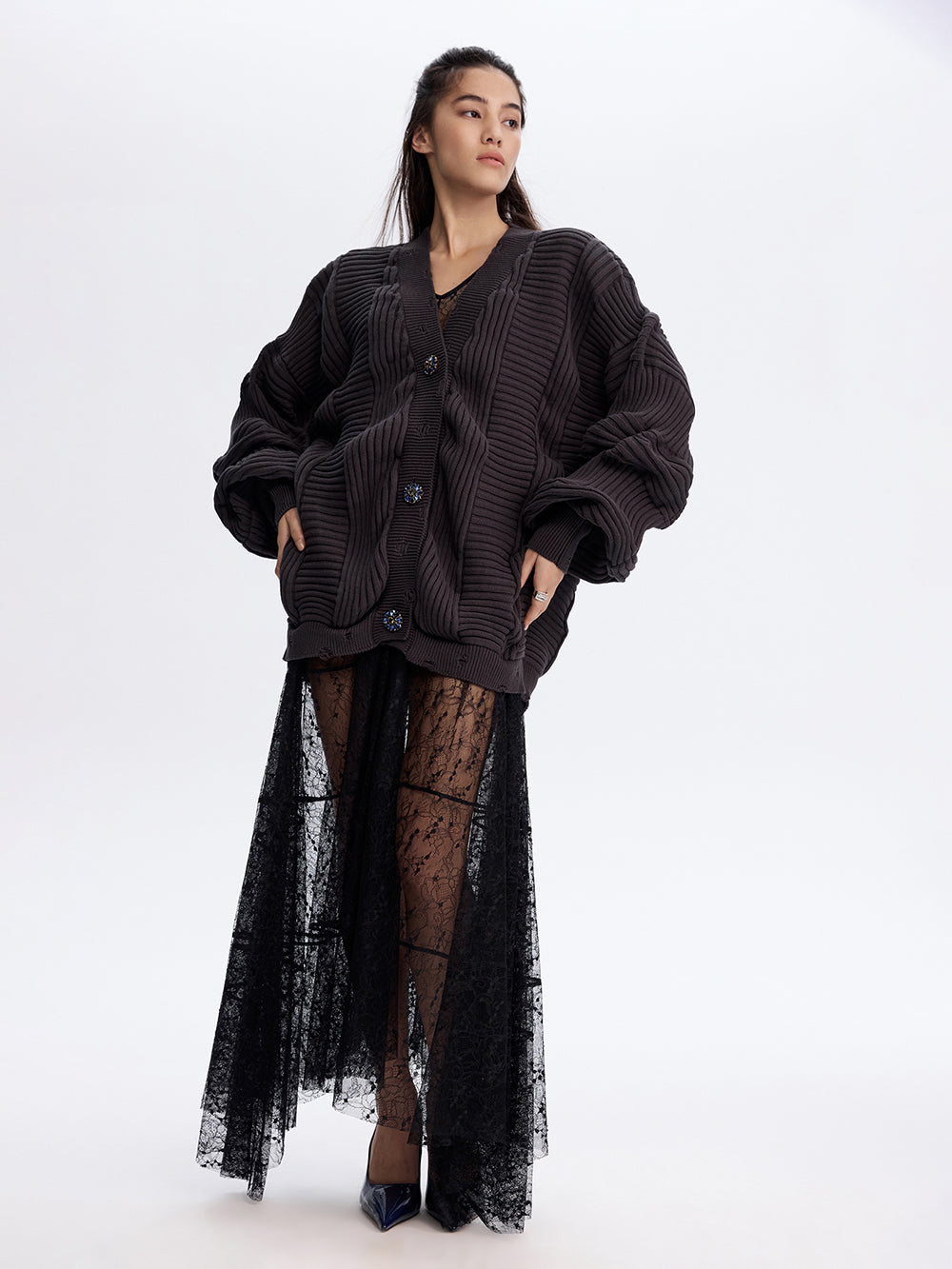 PRAS textured knit cardigan