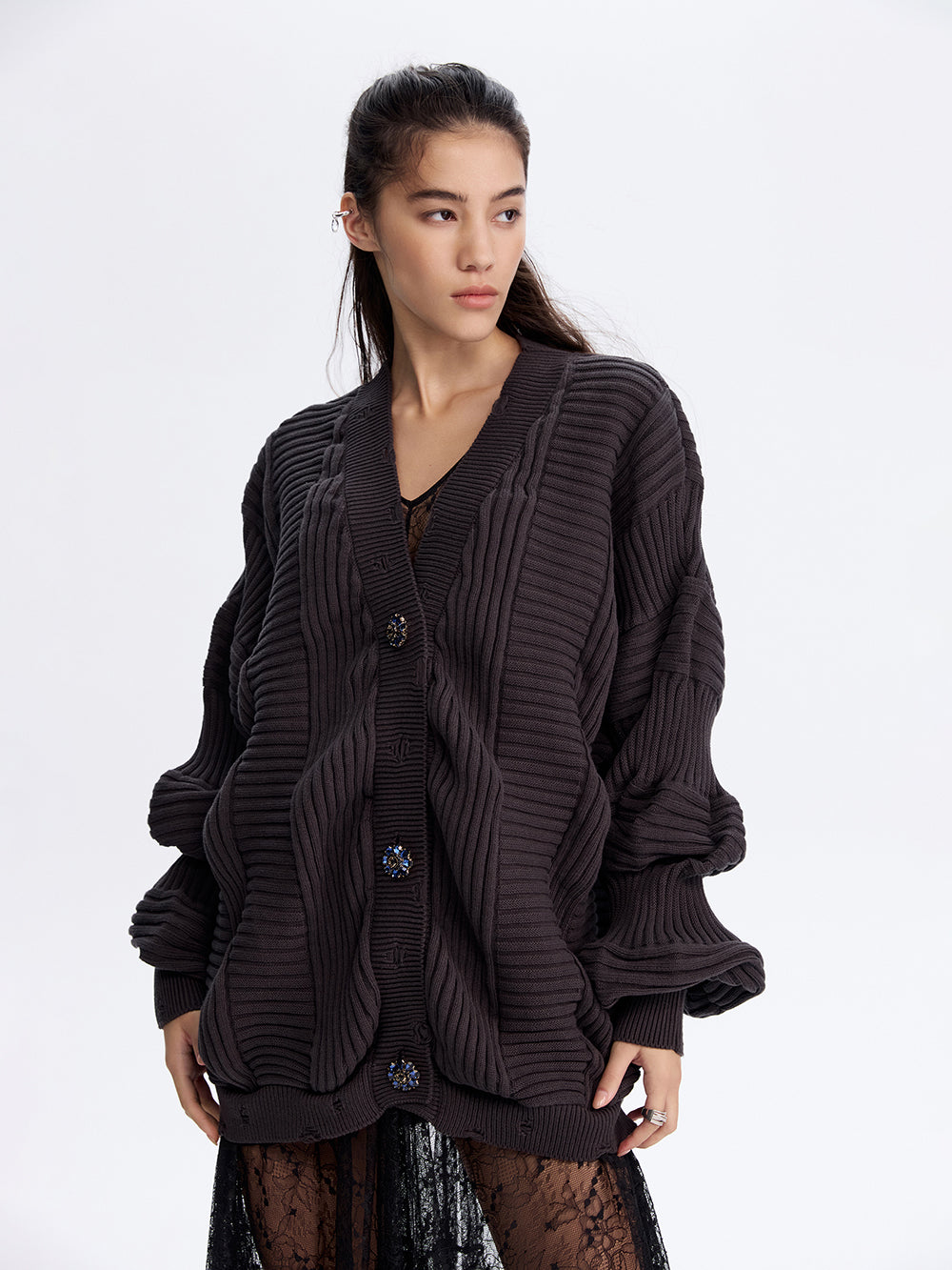 PRAS textured knit cardigan