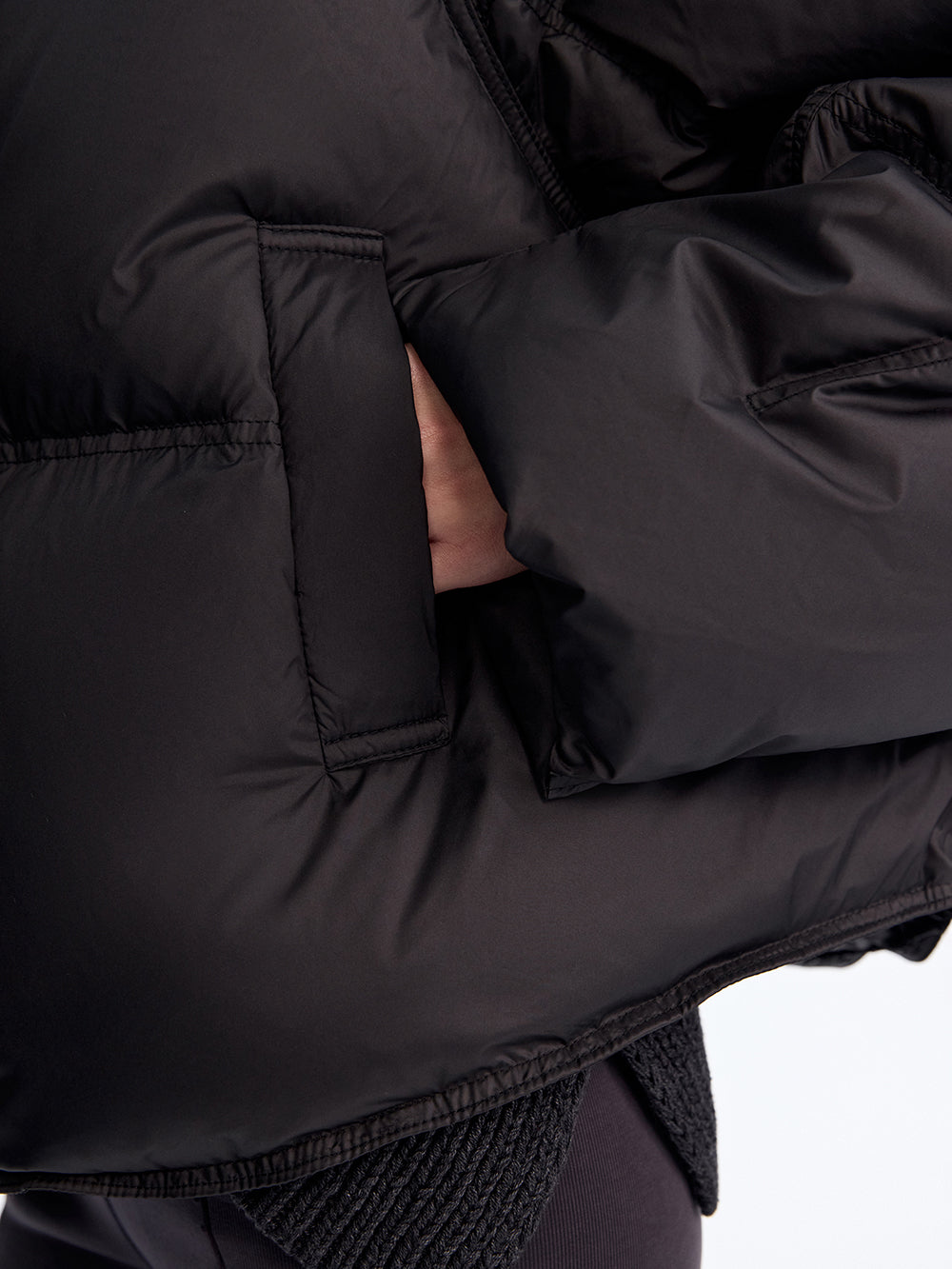 Snap-Front Puffer Jacket — Black