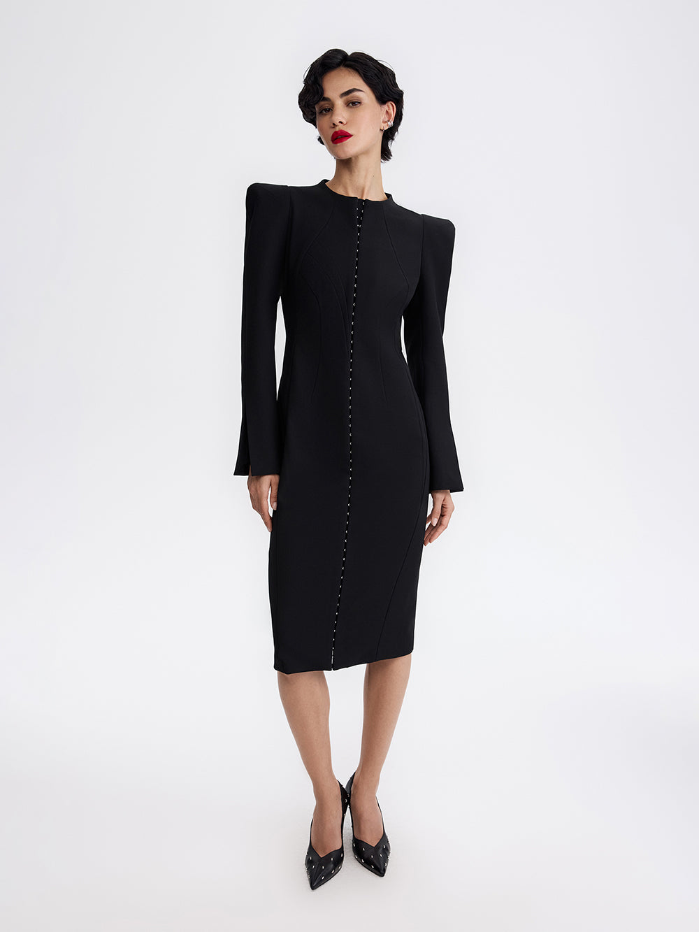 Sculpted Hook Dress — Black
