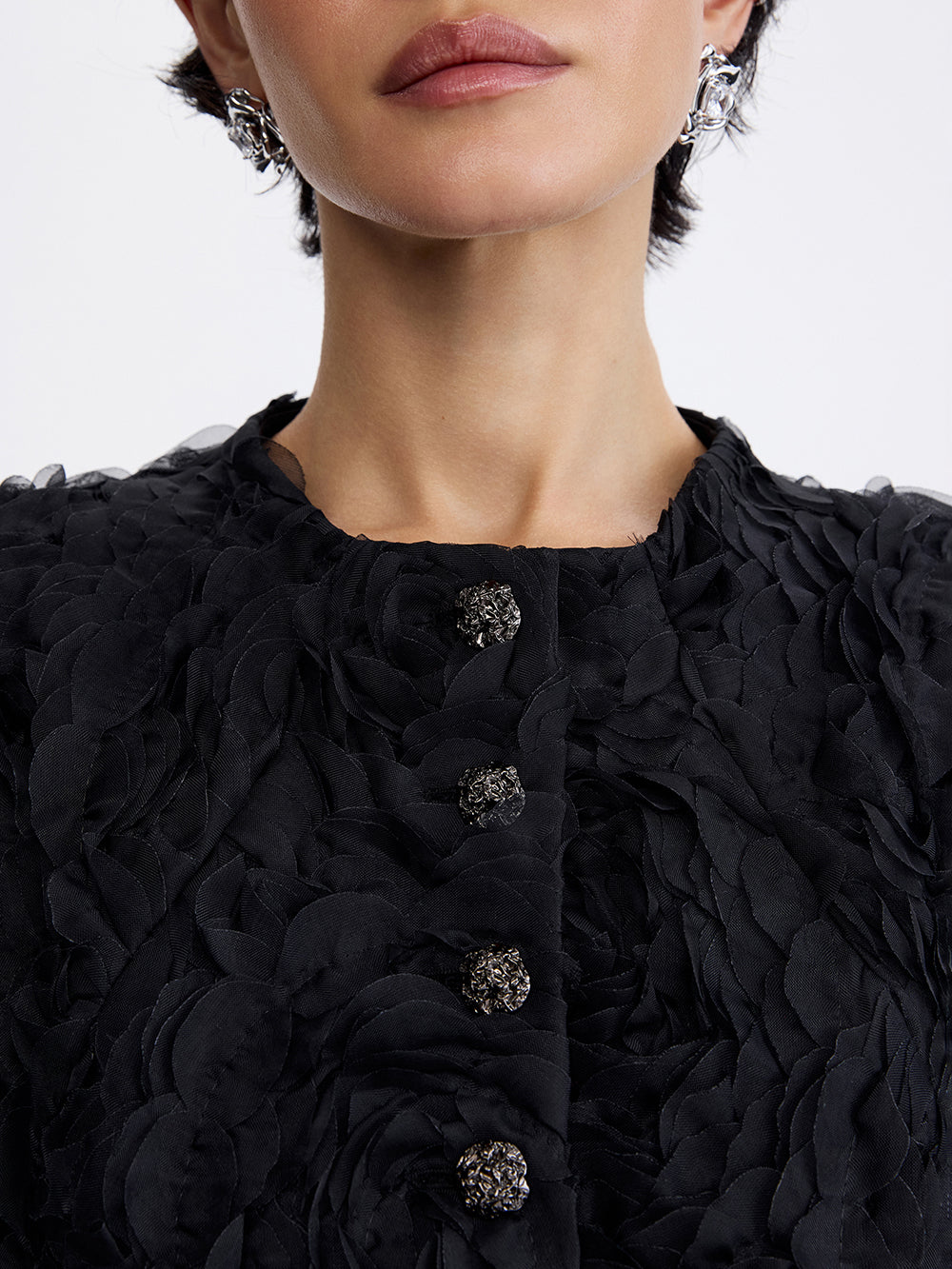 Textured Rose Jacket — Black
