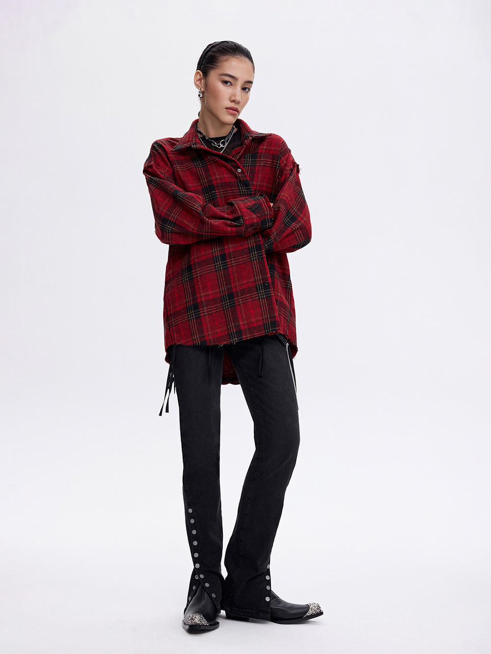 Grunge Check Shirt — Red