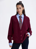 Textured Cotton Cardigan — Burgundy