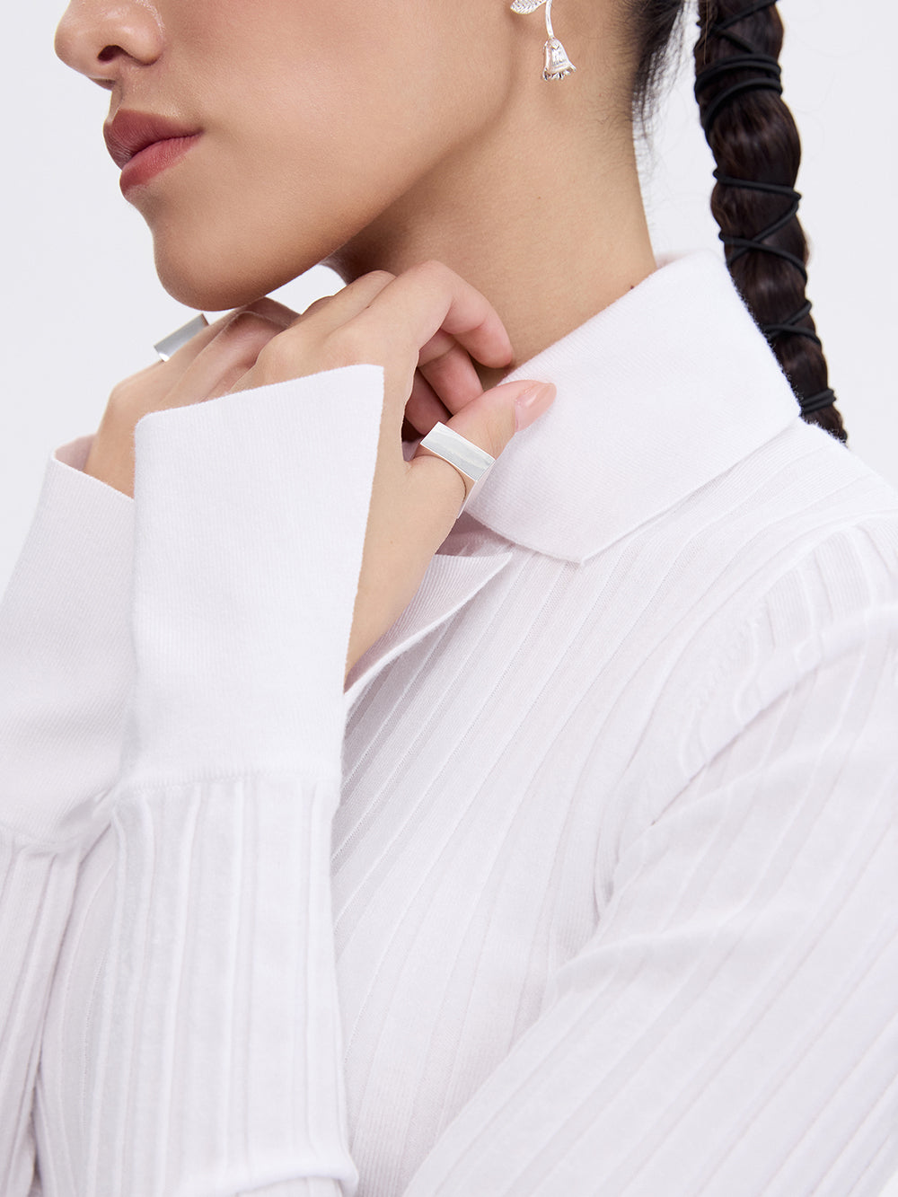 Knit Polo Turtleneck — Milk
