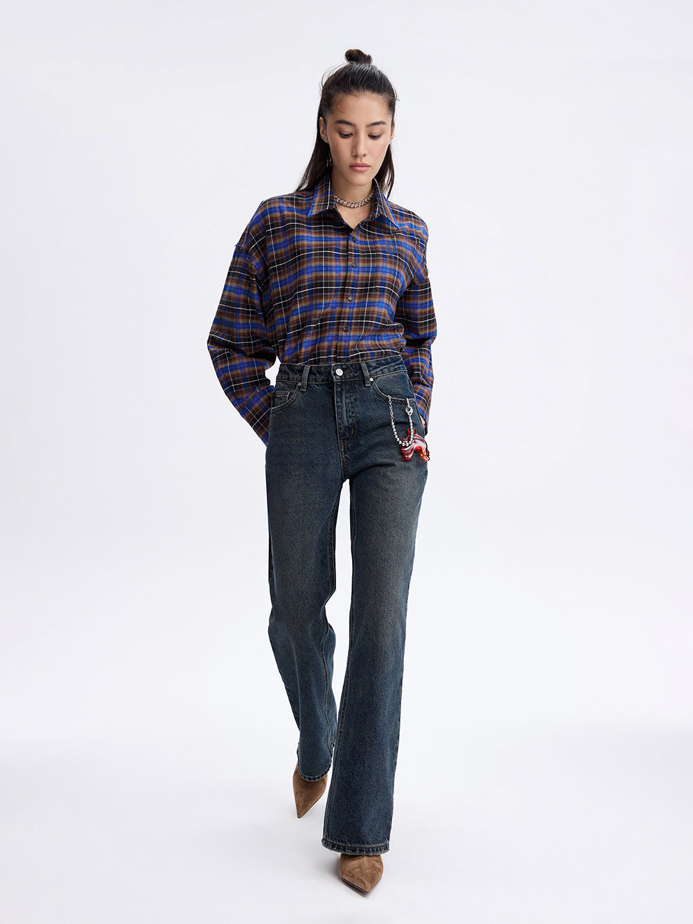 Rooster Check Shirt — Brown / Blue