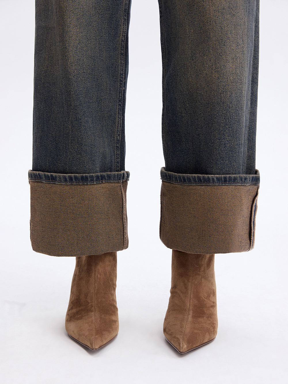 Turn-Up Baggy Jeans — Blue