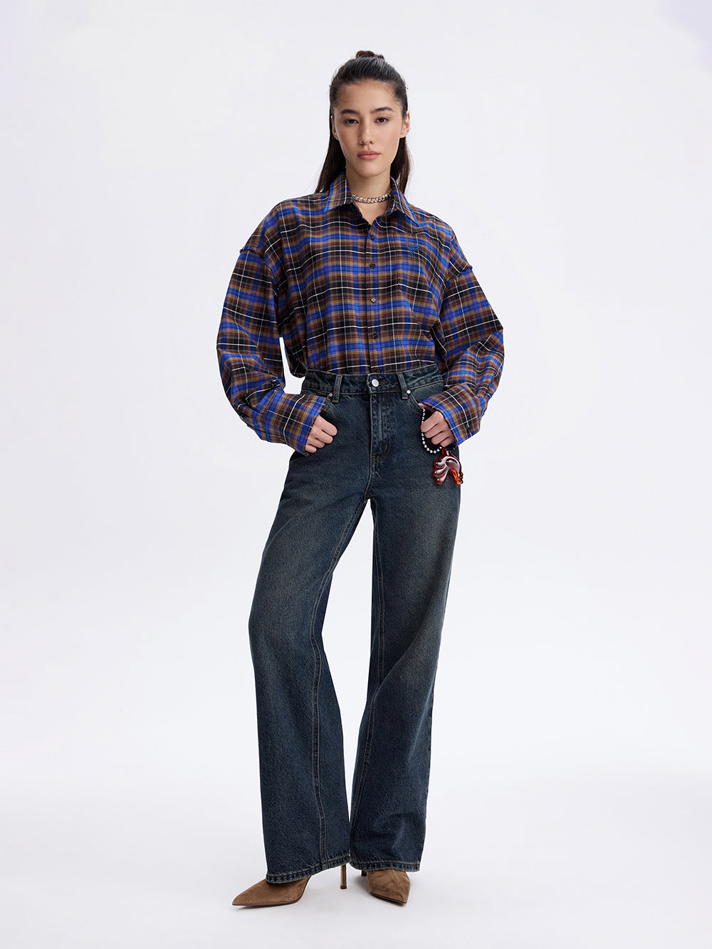 Rooster Check Shirt — Brown / Blue