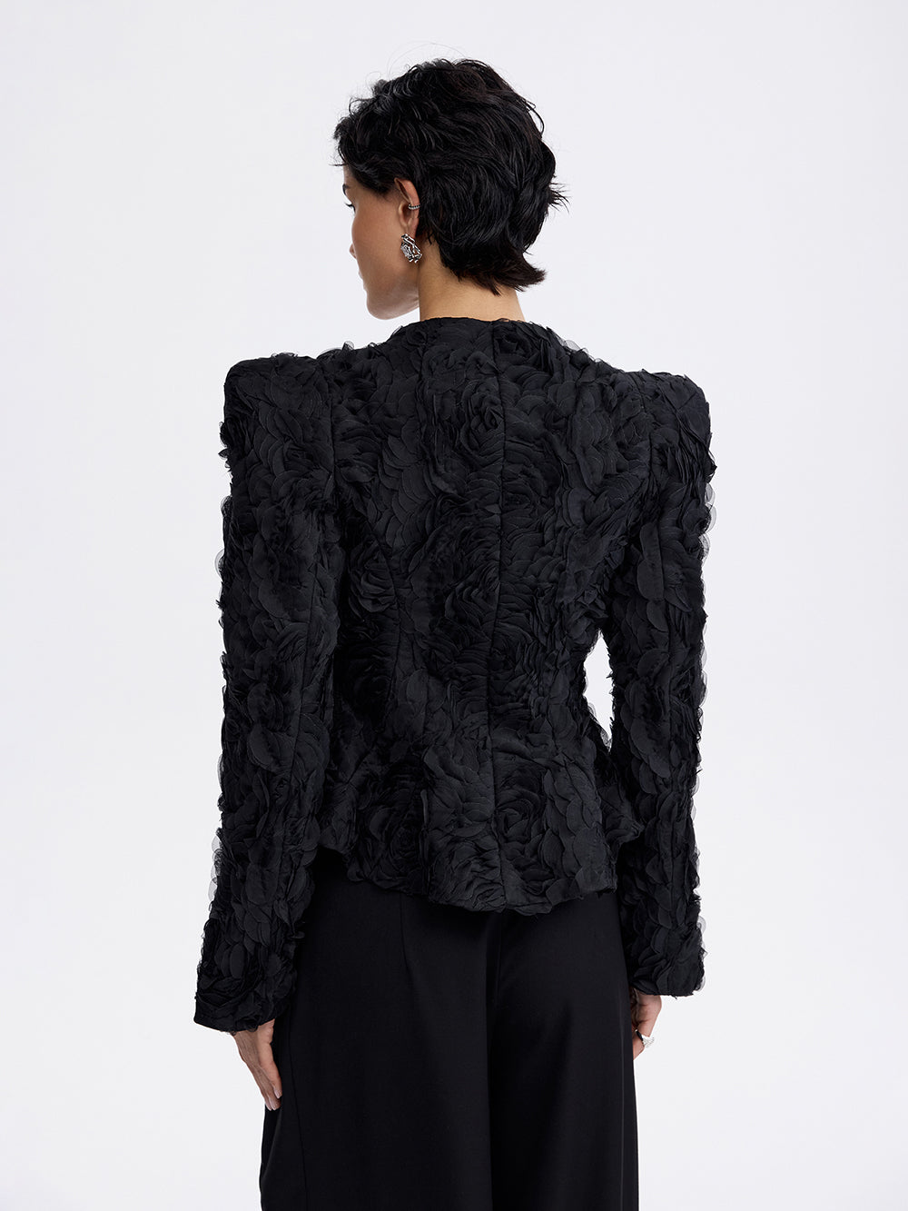 Textured Rose Jacket — Black