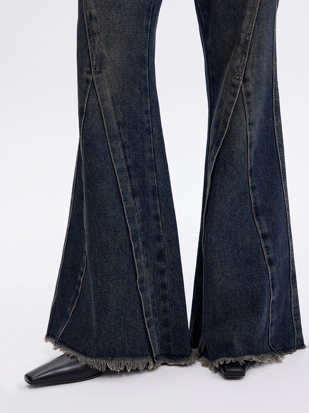 Seamed Flare Jeans — Blue