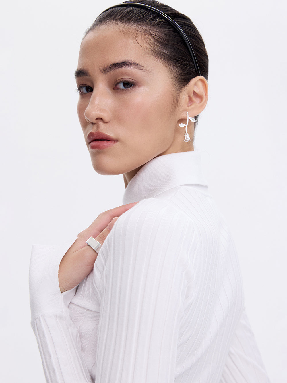 Knit Polo Turtleneck — Milk