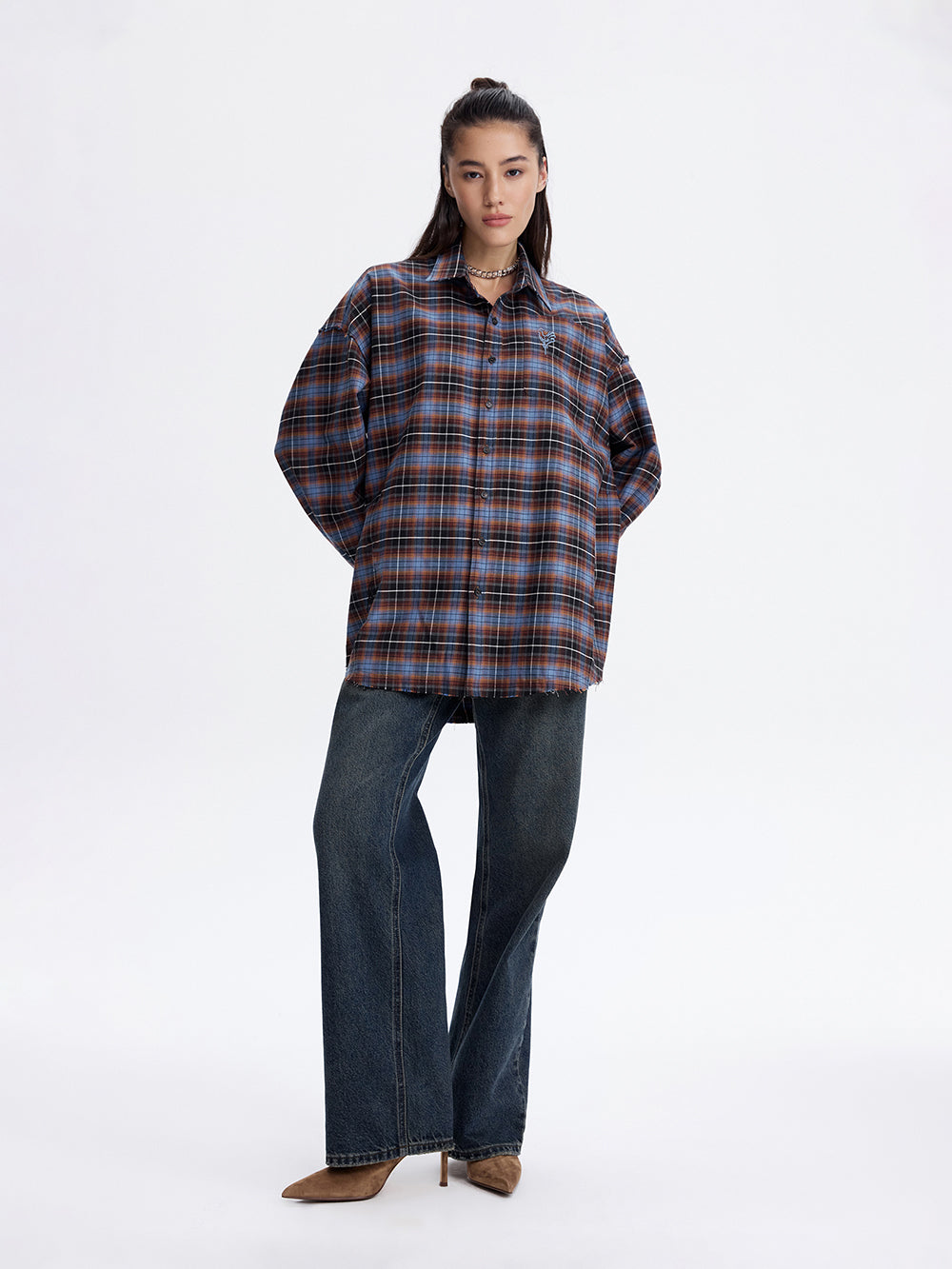 Rooster Embroidered Jeans — Blue