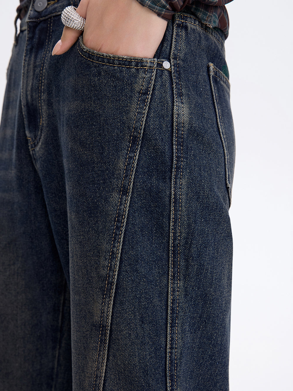 Seamed Flare Jeans — Blue
