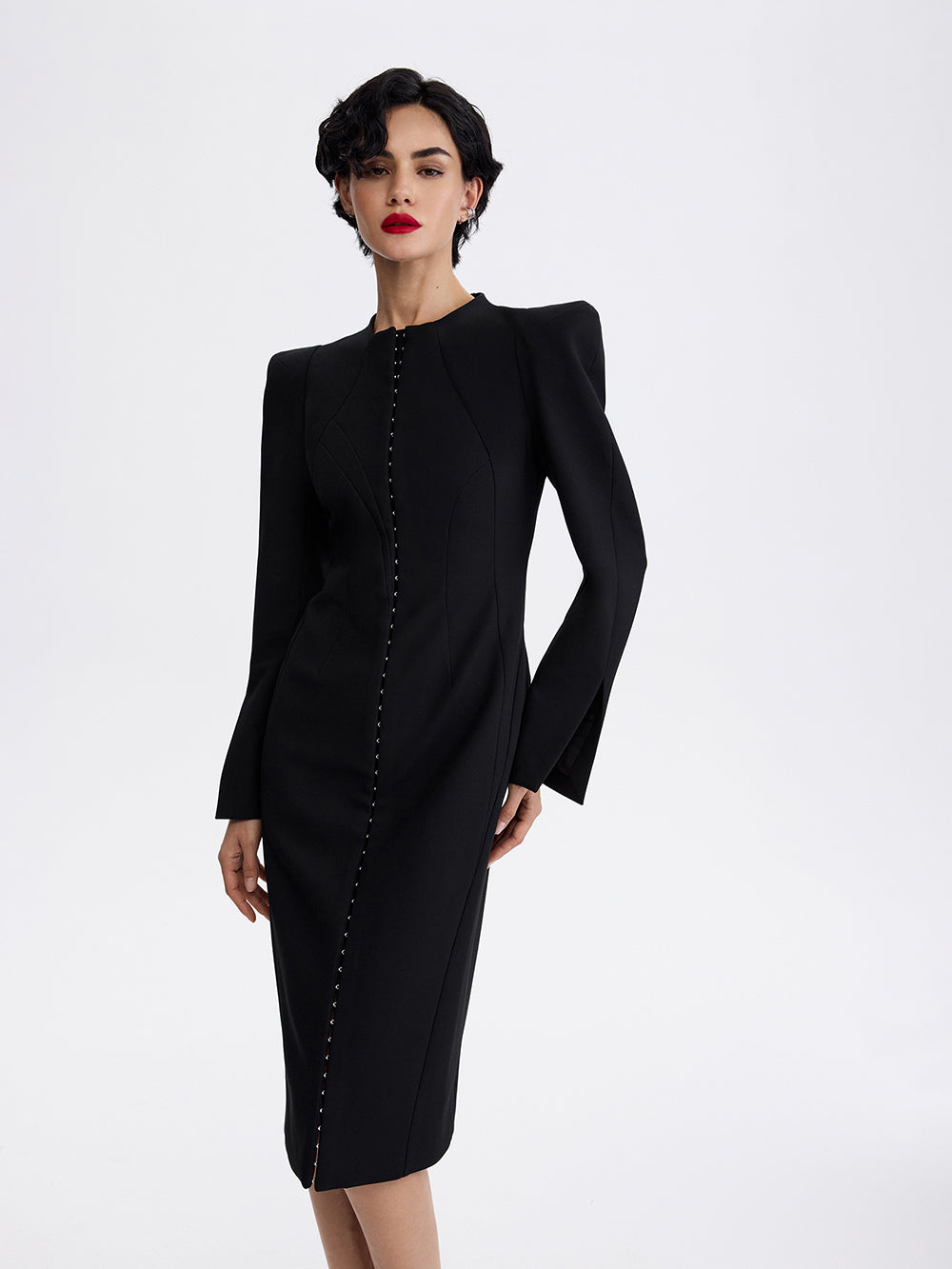 Sculpted Hook Dress — Black