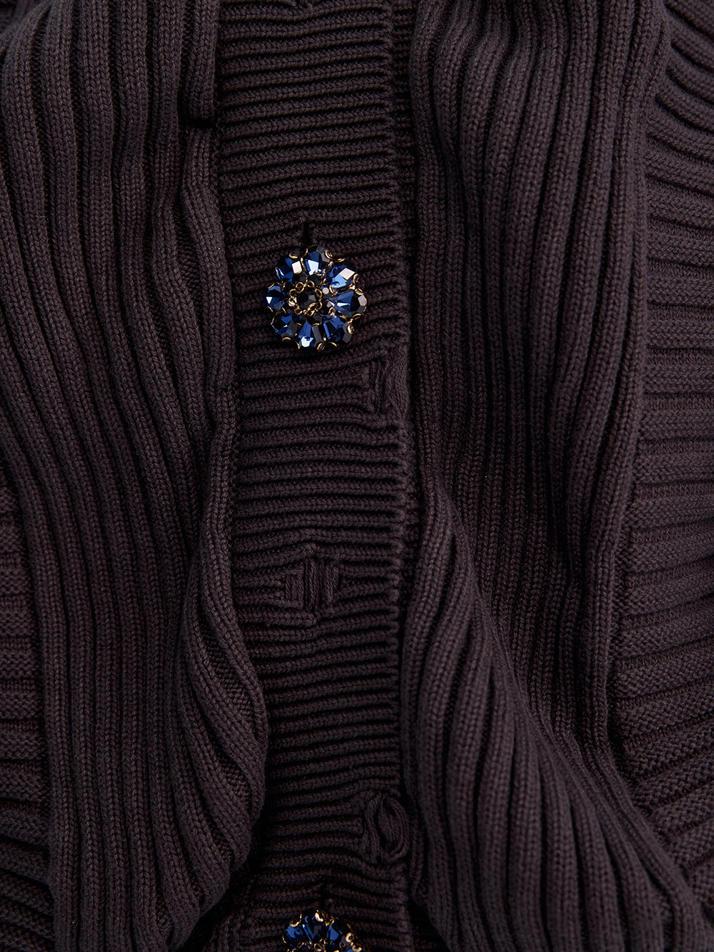 PRAS textured knit cardigan, crystal button macro