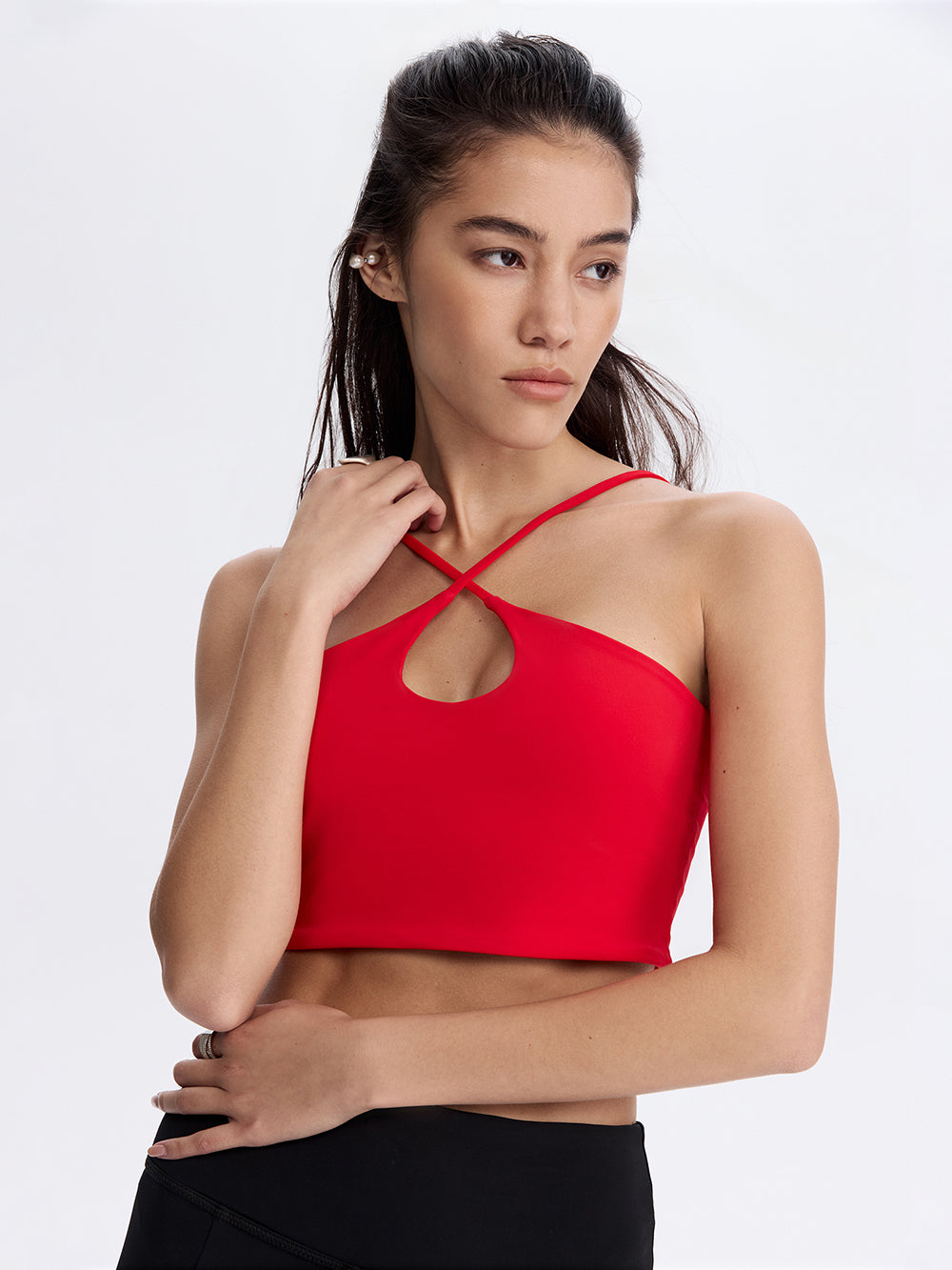 Cross-Strap Crop Top — Red