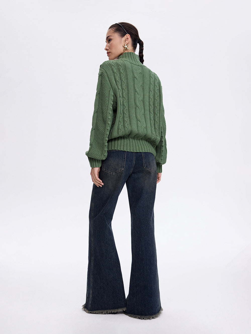 Textured Cotton Sweater — Green