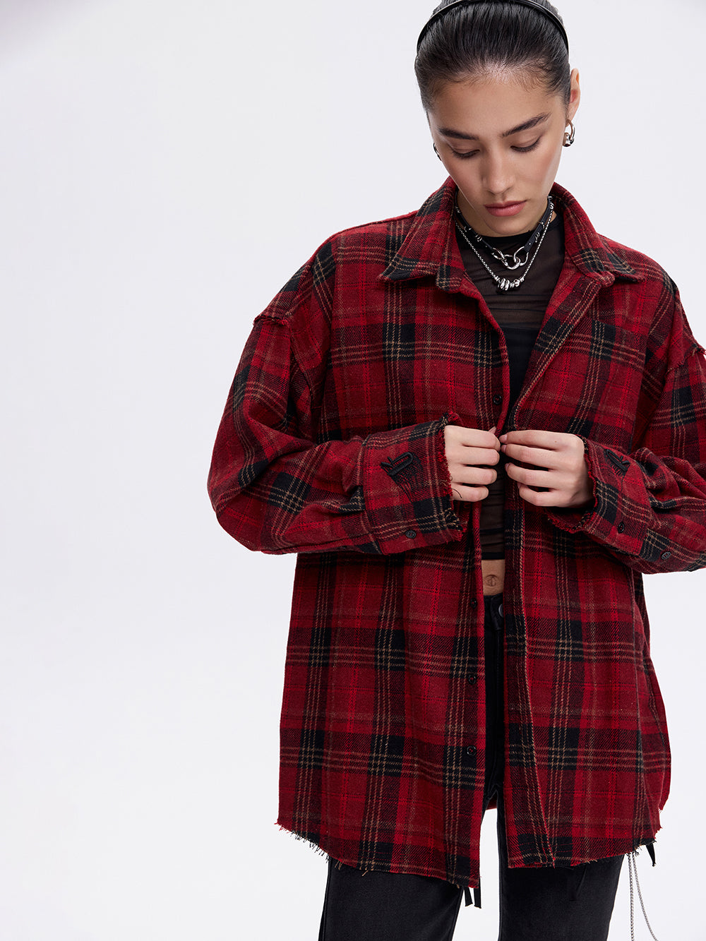 Grunge Check Shirt — Red