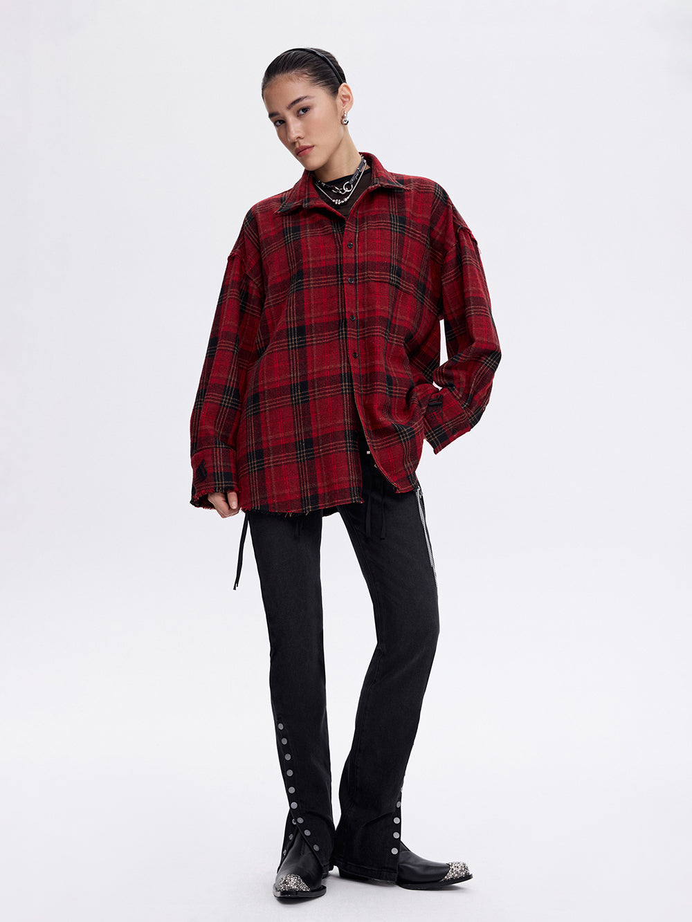 Grunge Check Shirt — Red